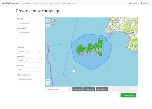 View to create new crowdsourcing campaigns