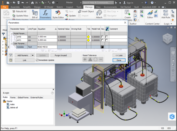 Screenshot of a machine assembly